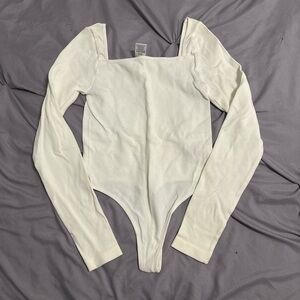 Fashion Nova White Long Sleeve Bodysuit